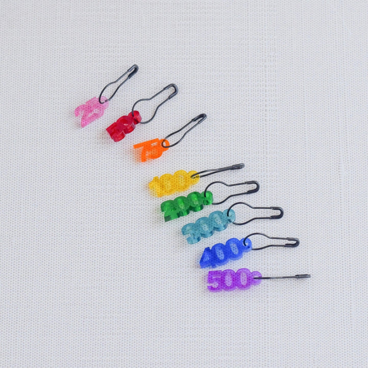Set of 8 Removable Laser Engraved Stitch Markers - Number Outlines - Rainbow