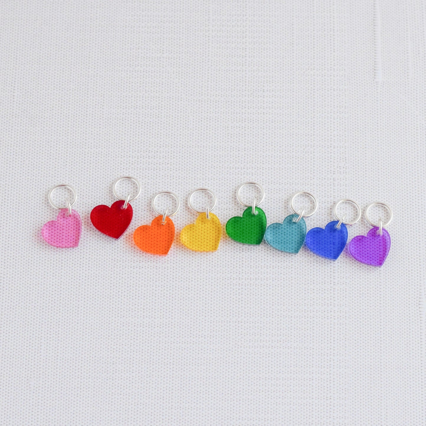 Set of 8 Acrylic Stitch Markers - Rainbow Hearts
