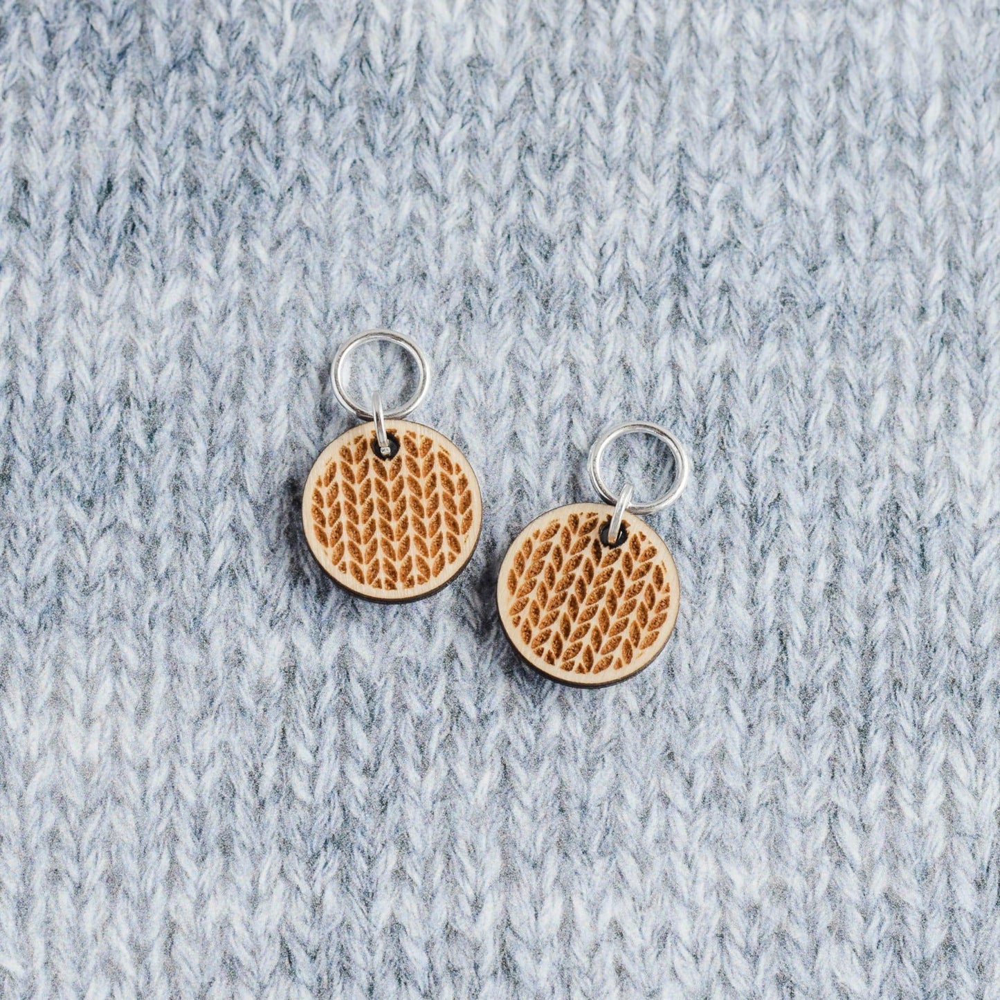 Set of 2 Laser Engraved Stitch Markers - Knit Stitch