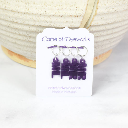 Set of 4 Laser Engraved Stitch Markers - M1L and M1R - Purple