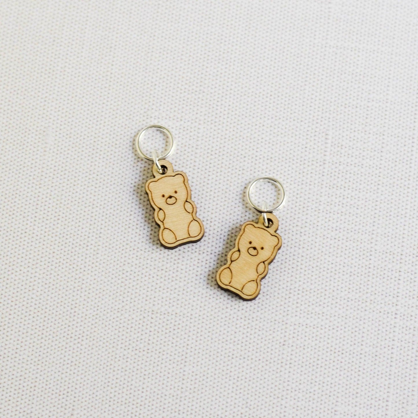 Set of 2 Laser Engraved Stitch Markers - Gummy Bear