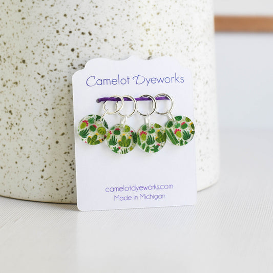 Set of 4 Acrylic Stitch Markers - Clear Cactus