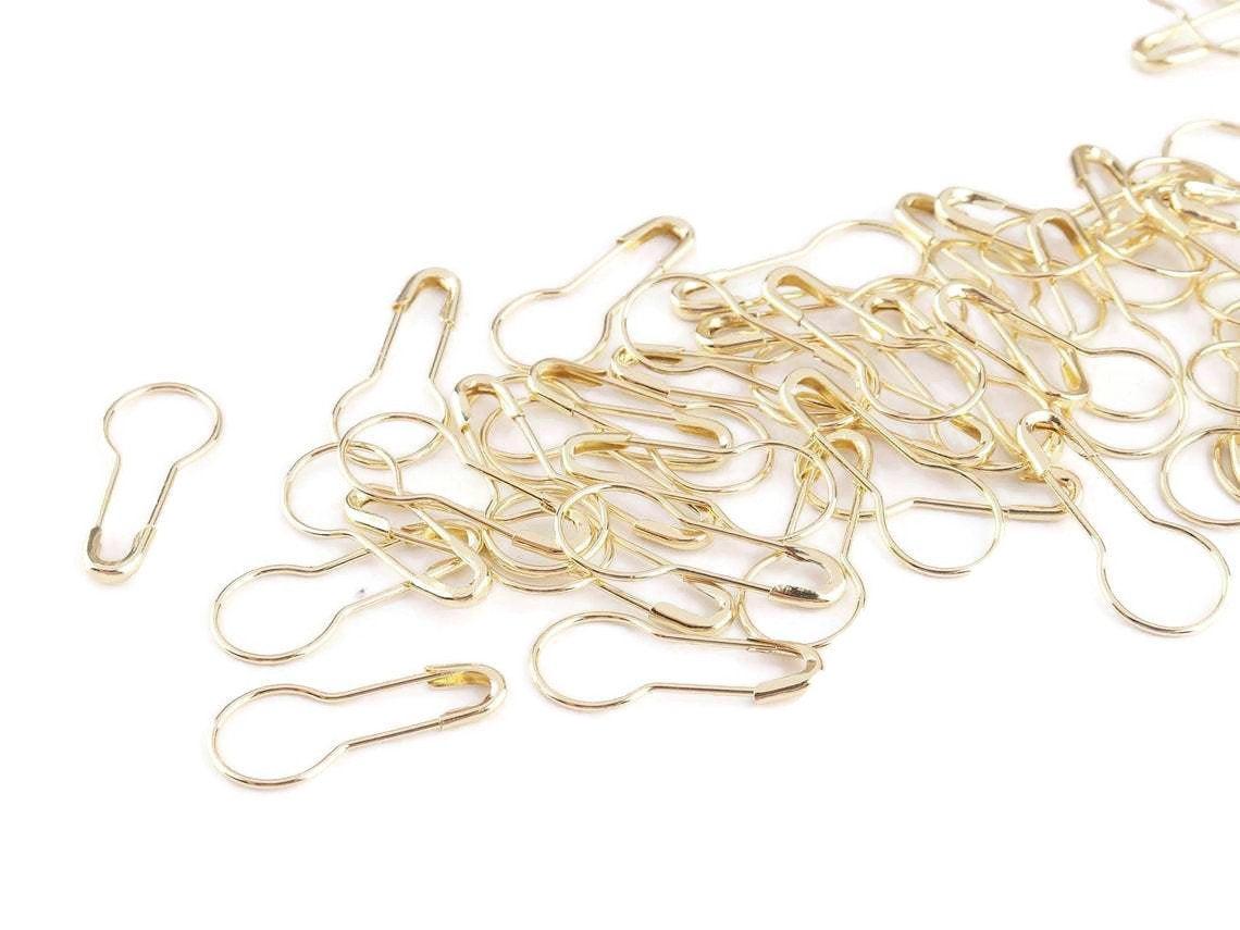 Gold Bulb Safety Pin Locking Stitch Markers