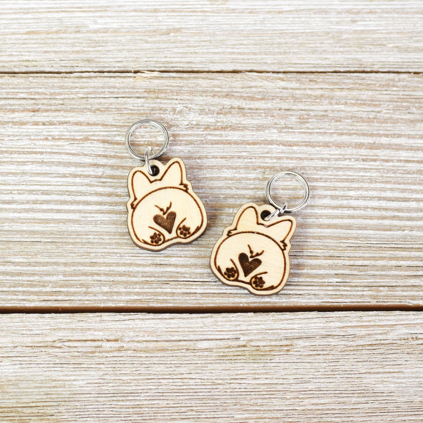 Set of 2 Laser Engraved Stitch Markers - Corgi Butts