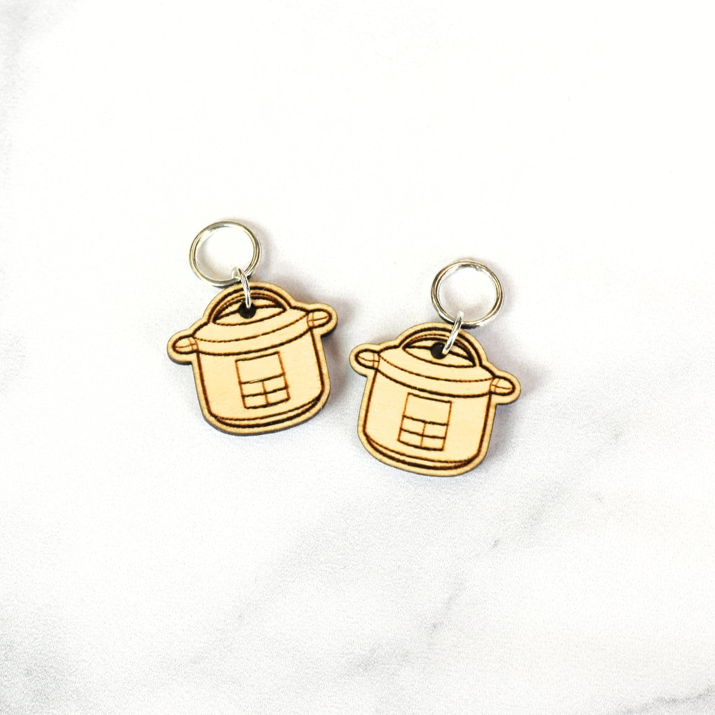 Set of 2 Laser Engraved Stitch Markers - Pressure Cooker