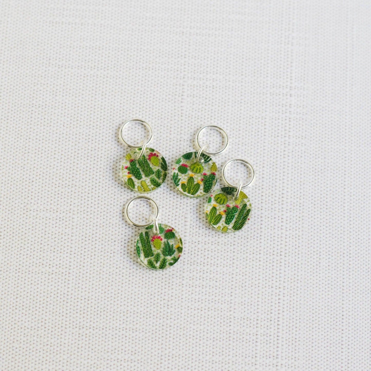 Set of 4 Acrylic Stitch Markers - Clear Cactus