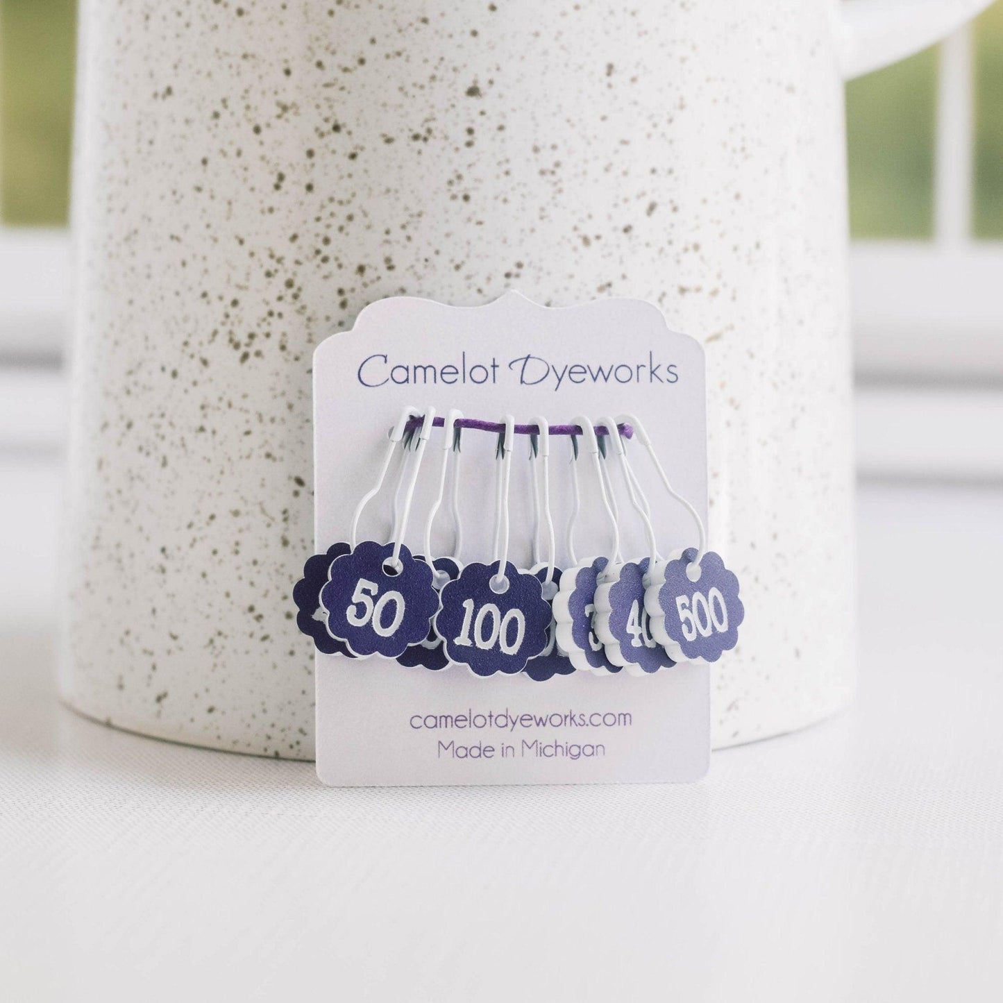 Set of 8 Laser Engraved Removable Stitch Markers - Cast On Counting Numbers - Purple