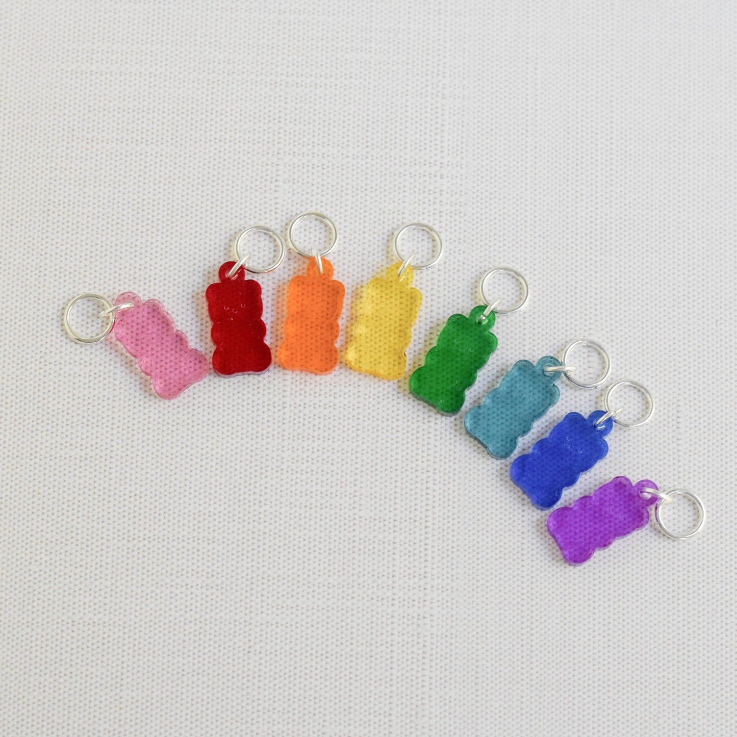 Set of 8 Laser Engraved Acrylic Stitch Markers - Rainbow Gummy Bears