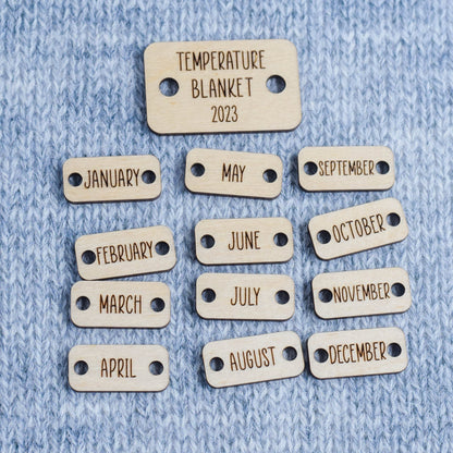 Temperature Blanket Buttons - 2023 Year and Months