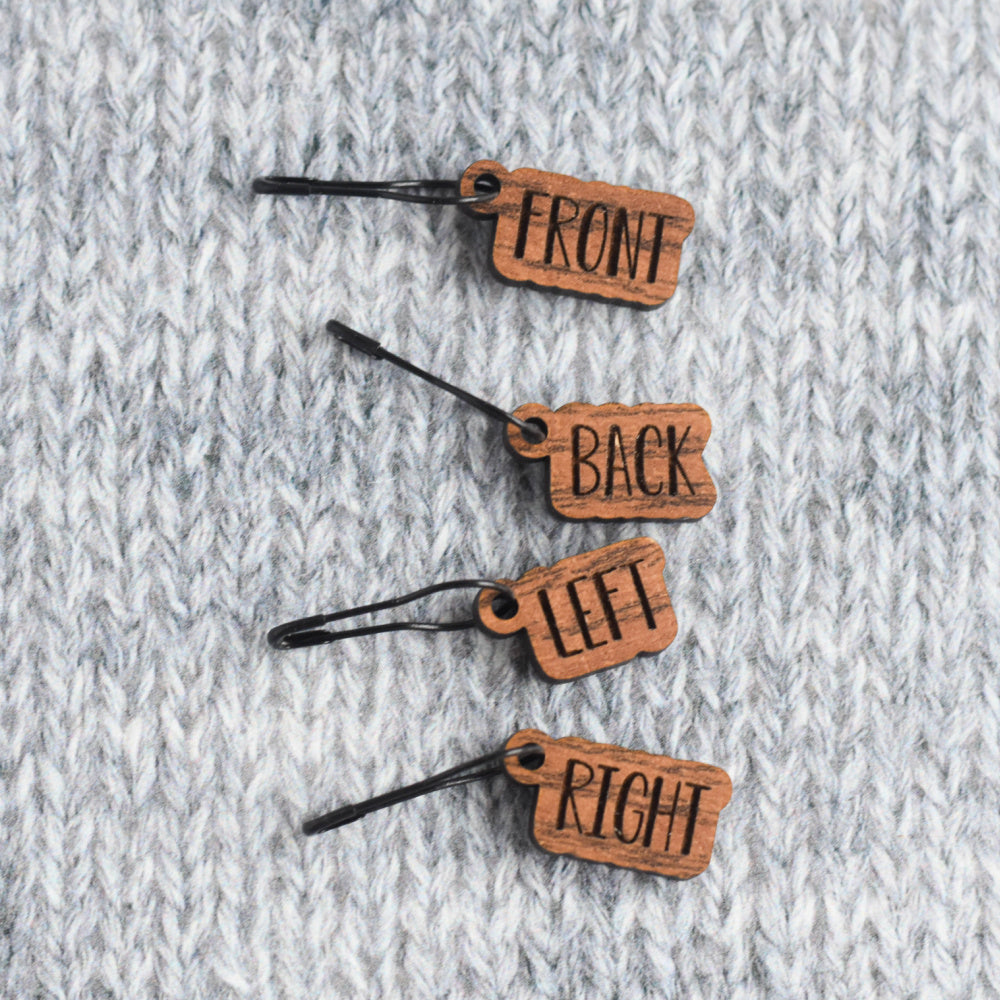 Set of 4 Laser Engraved Removable Stitch Markers - Front Back Left Rig ...