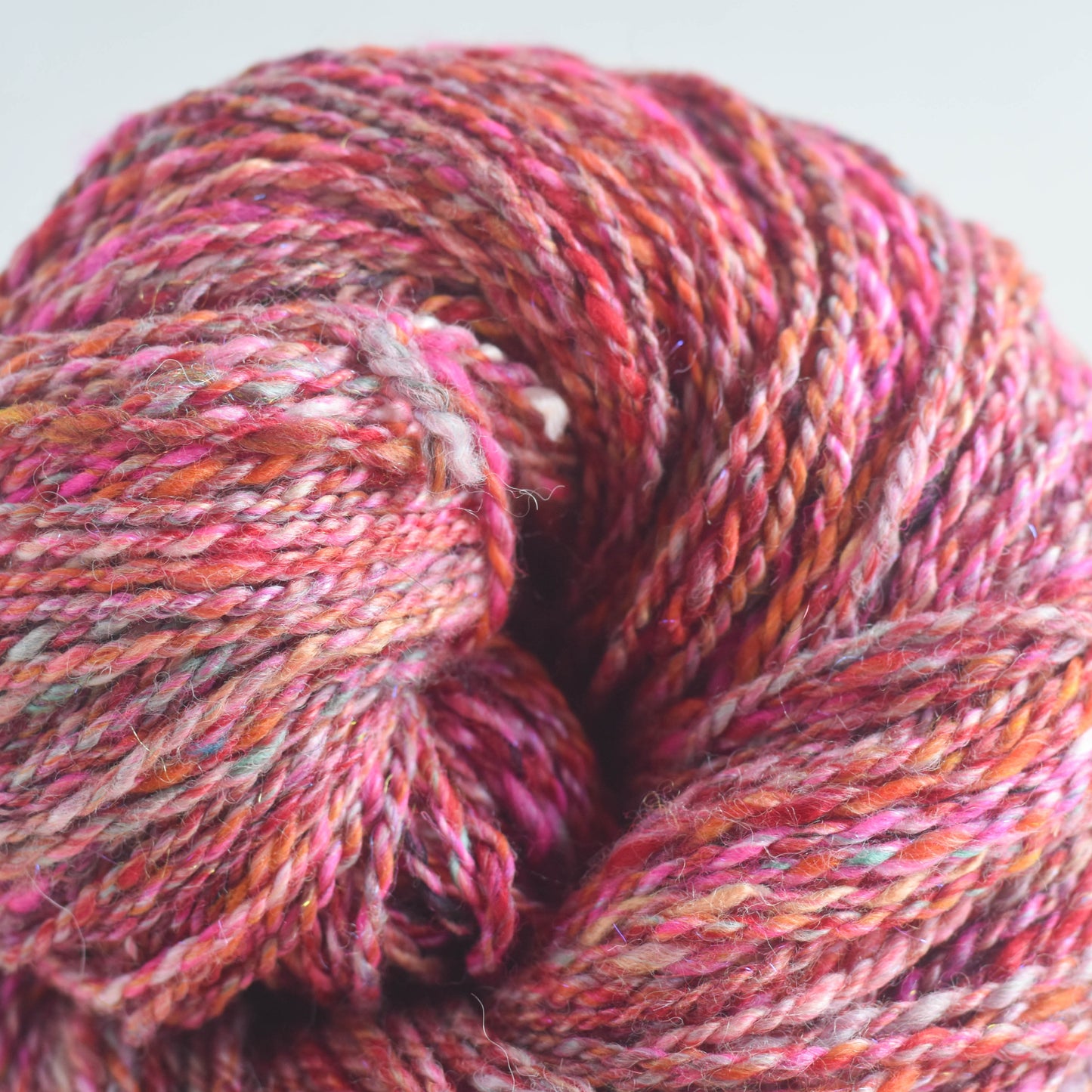 Handspun Wool Alpaca Blend 2 ply Aran weight, 240 yards - Pink Bloom