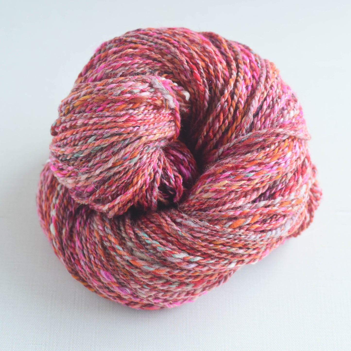 Handspun Wool Alpaca Blend 2 ply Aran weight, 240 yards - Pink Bloom