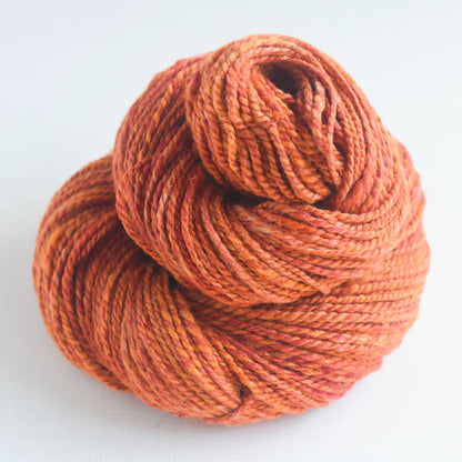 Handspun Wool Alpaca Blend 2 ply Aran weight, 197 yards - Pumpkin Harvest