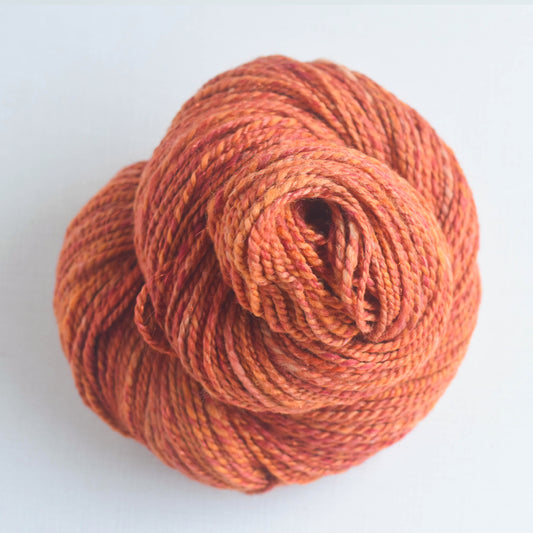 Handspun Wool Alpaca Blend 2 ply Aran weight, 197 yards - Pumpkin Harvest