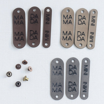 Mama Dada Mini - Faux Leather Chicago Tags for Knitting/Crochet