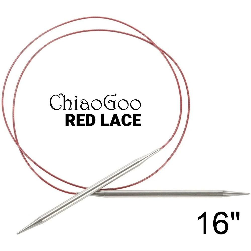 16 inch (40 cm) Chiaogoo Red Lace circular knitting needles