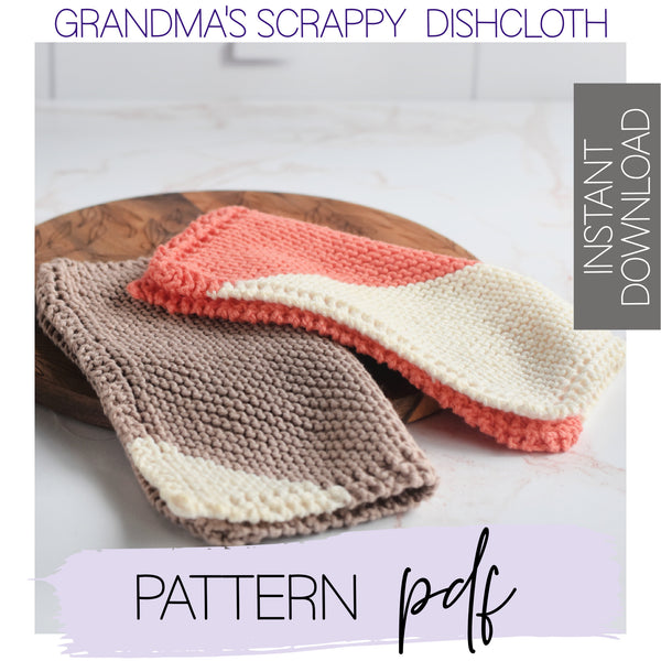 Grandma's Scrappy Dishcloth - PDF Knitting Pattern