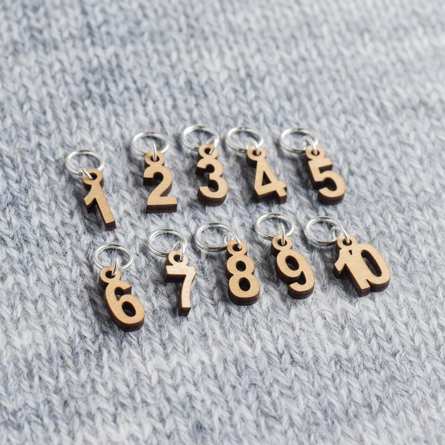 Set of 10 Laser Engraved Stitch Markers - 1-10 Outlines