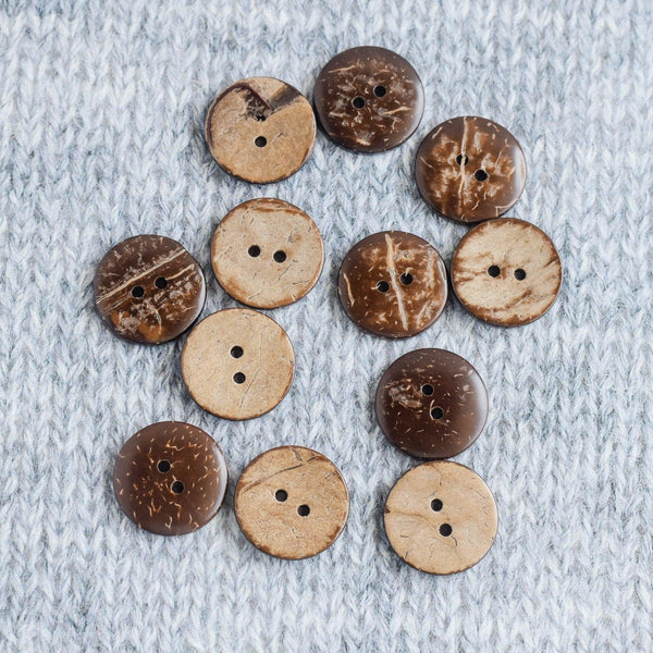 2 Holes Coconut Shell Buttons - 10mm, 15mm, 20mm, 25mm