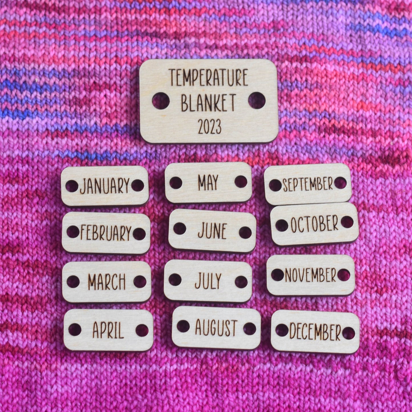 Temperature Blanket Buttons - 2023 Year and Months