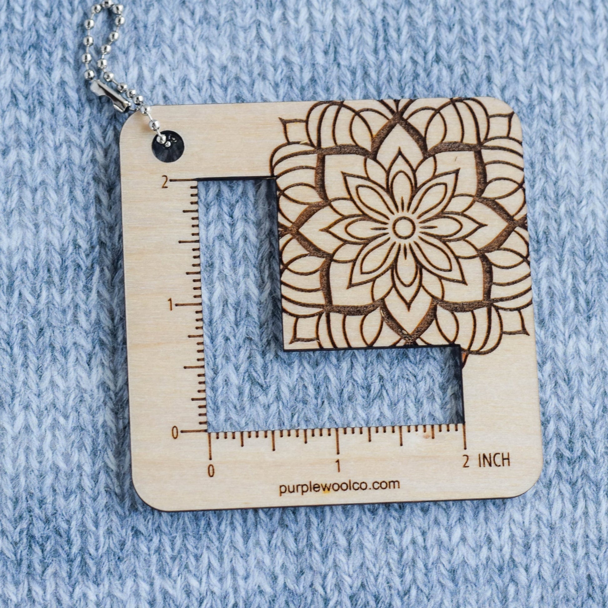 Knitting 2-inch Swatch Gauge - Mandala - Wood Knitting Accessories, Knitting Tools, Gifts for Knitters, Eco-Friendly Knitting