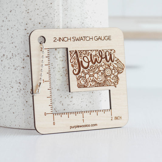 Knitting 2-inch Swatch Gauge - Iowa - Wood Knitting Accessories, Knitting Tools, Gifts for Knitters, Eco-Friendly Knitting