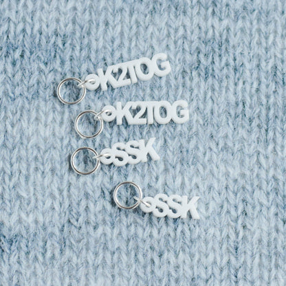 Set of 4 Stitch Markers, SSK and K2TOG, Laser Engraved Acrylic Stitch Markers, Decrease Stitch Markers - White