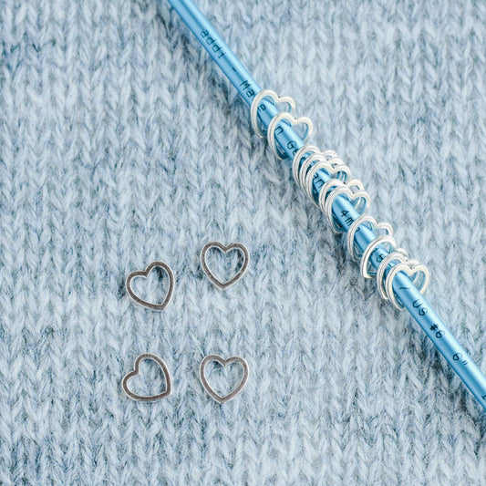 Set of 15 Heart Stitch Markers, Heart Shaped Stitch Markers, Snag Free Stitch Markers, Small Metal Stitch Markers