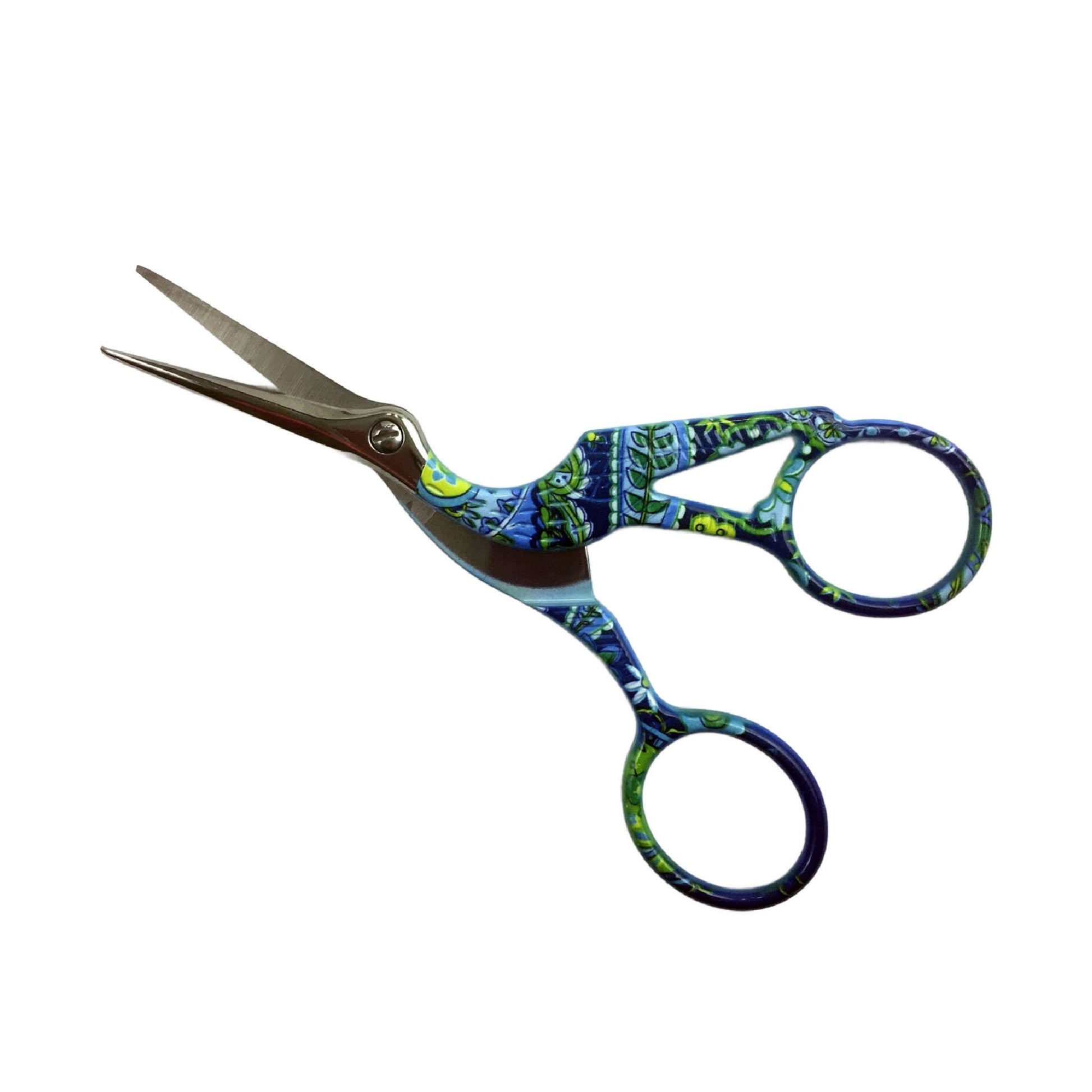 Blue Green Floral stork scissor, Knit Scissors, embroidery scissor, cross stitch accessory, embroidery accessory, Stainless Steel, Cover