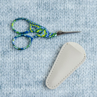 Blue Green Floral stork scissor, Knit Scissors, embroidery scissor, cross stitch accessory, embroidery accessory, Stainless Steel, Cover