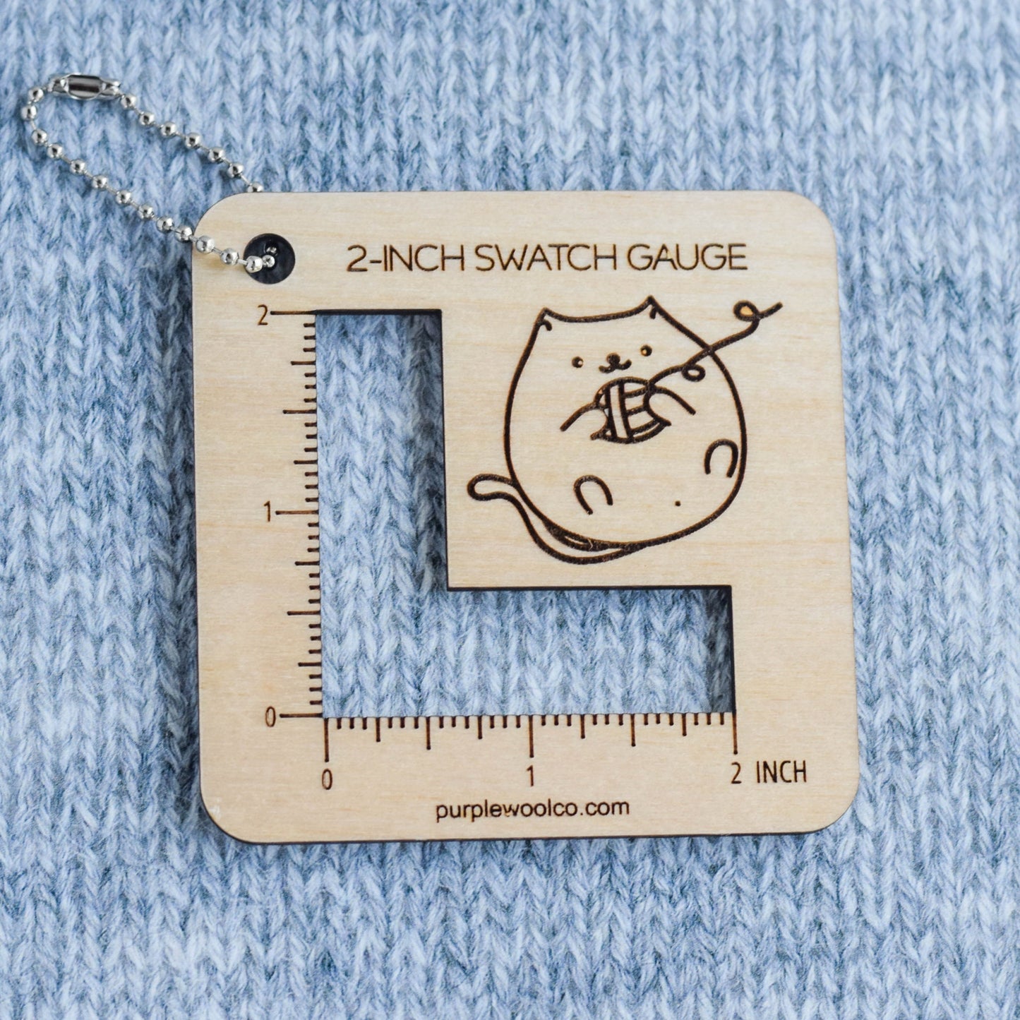 Knitting 2-inch Swatch Gauge - Cat - Wood Knitting Accessories, Knitting Tools, Gifts for Knitters, Eco-Friendly Knitting