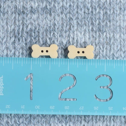 2 Holes Wood Dog Bone Buttons - 18x10mm - Craft Buttons, Sewing Buttons, Wood Buttons, Knit Buttons