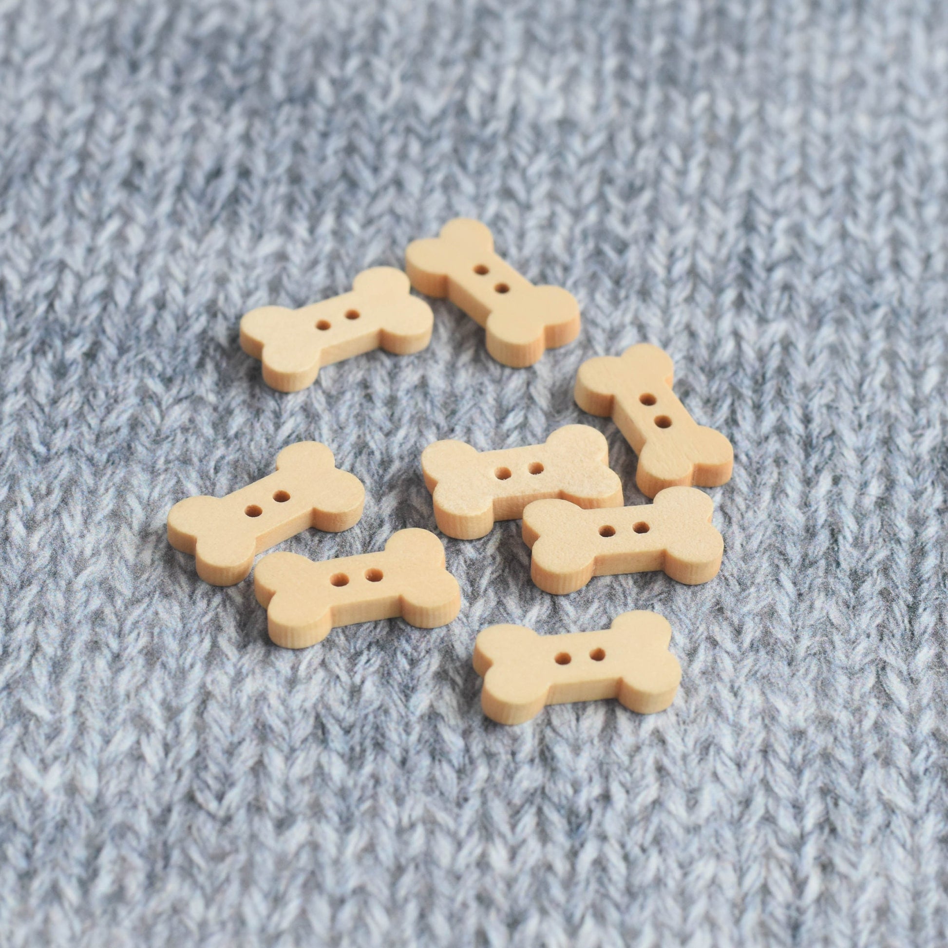 2 Holes Wood Dog Bone Buttons - 18x10mm - Craft Buttons, Sewing Buttons, Wood Buttons, Knit Buttons