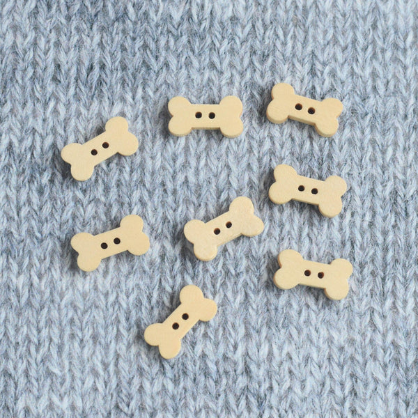 2 Holes Wood Dog Bone Buttons - 18x10mm - Craft Buttons, Sewing Buttons, Wood Buttons, Knit Buttons