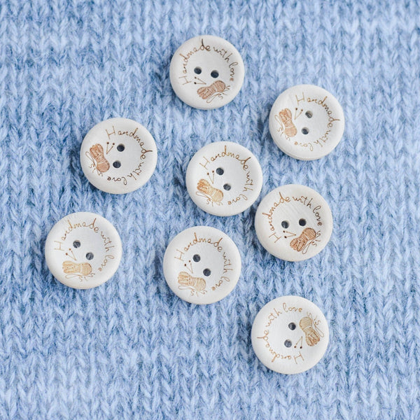 Made with Love Buttons - 20mm - Wooden Buttons With Text, Craft Buttons, Sewing Buttons, Wood Buttons, Knit Buttons, Yarn Button