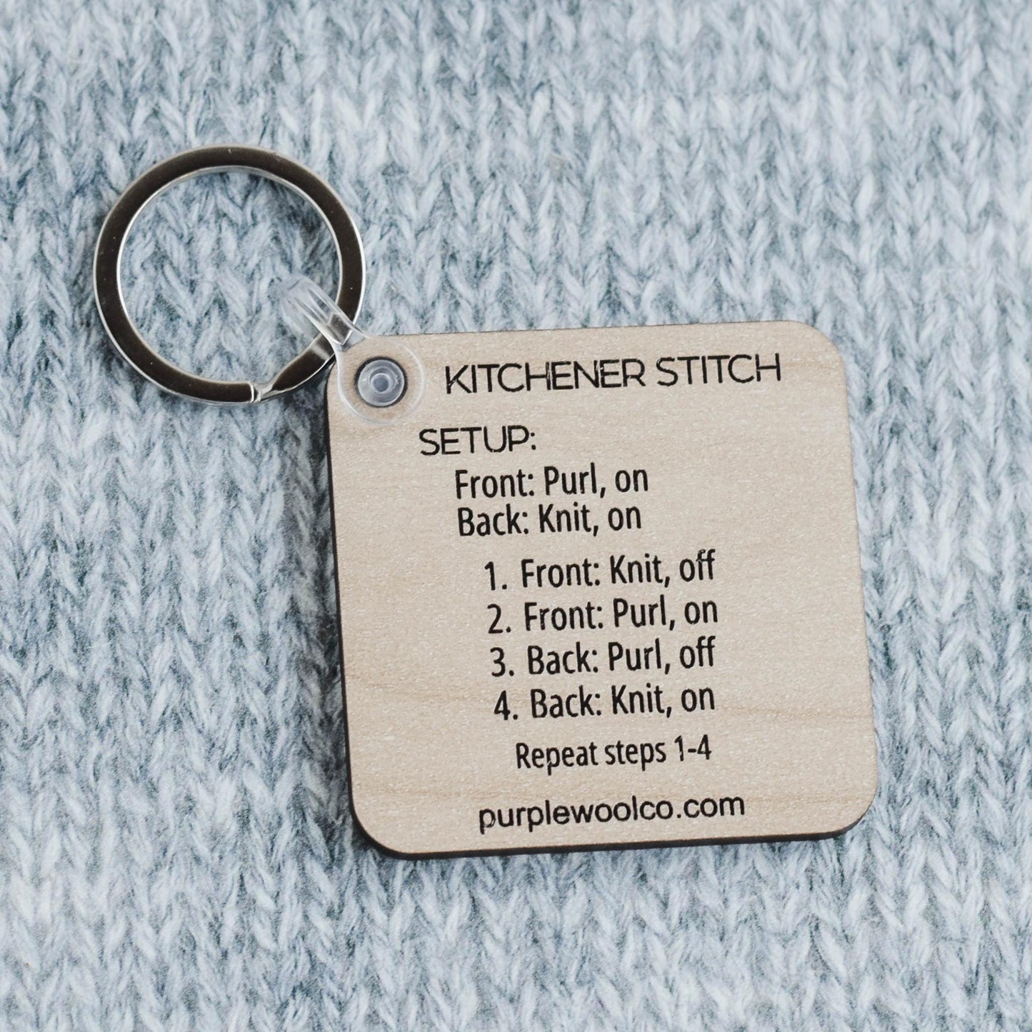 Kitchener Stitch Help Tool Keychain, Bind Off Instructions, Sock Finishing Directions, Wood Knitting Accessories, Gifts for Knitters