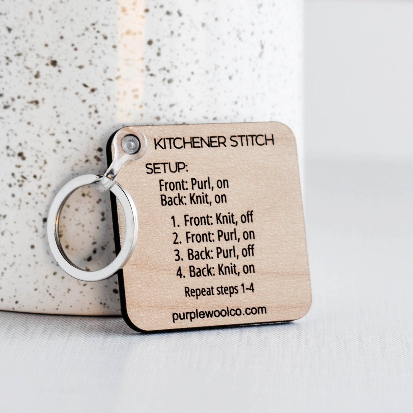 Kitchener Stitch Help Tool Keychain, Bind Off Instructions, Sock Finishing Directions, Wood Knitting Accessories, Gifts for Knitters