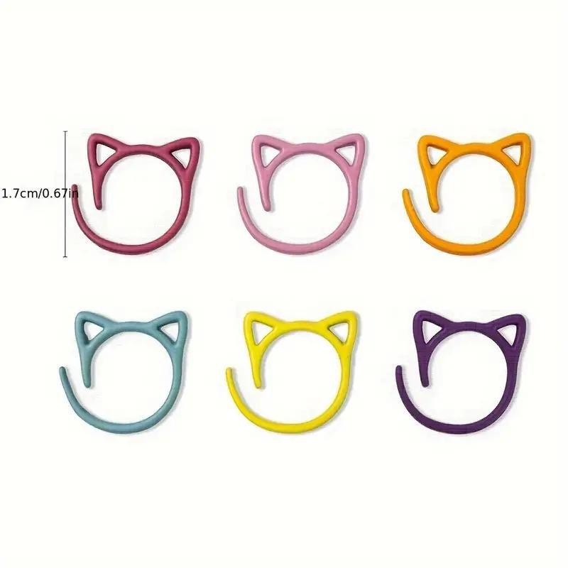 Set of 8 Removable Cat Stitch Markers - Black & White - Cat Lover Stitch Markers, Snag Free Stitch Markers, Small Stitch Markers, Split Ring