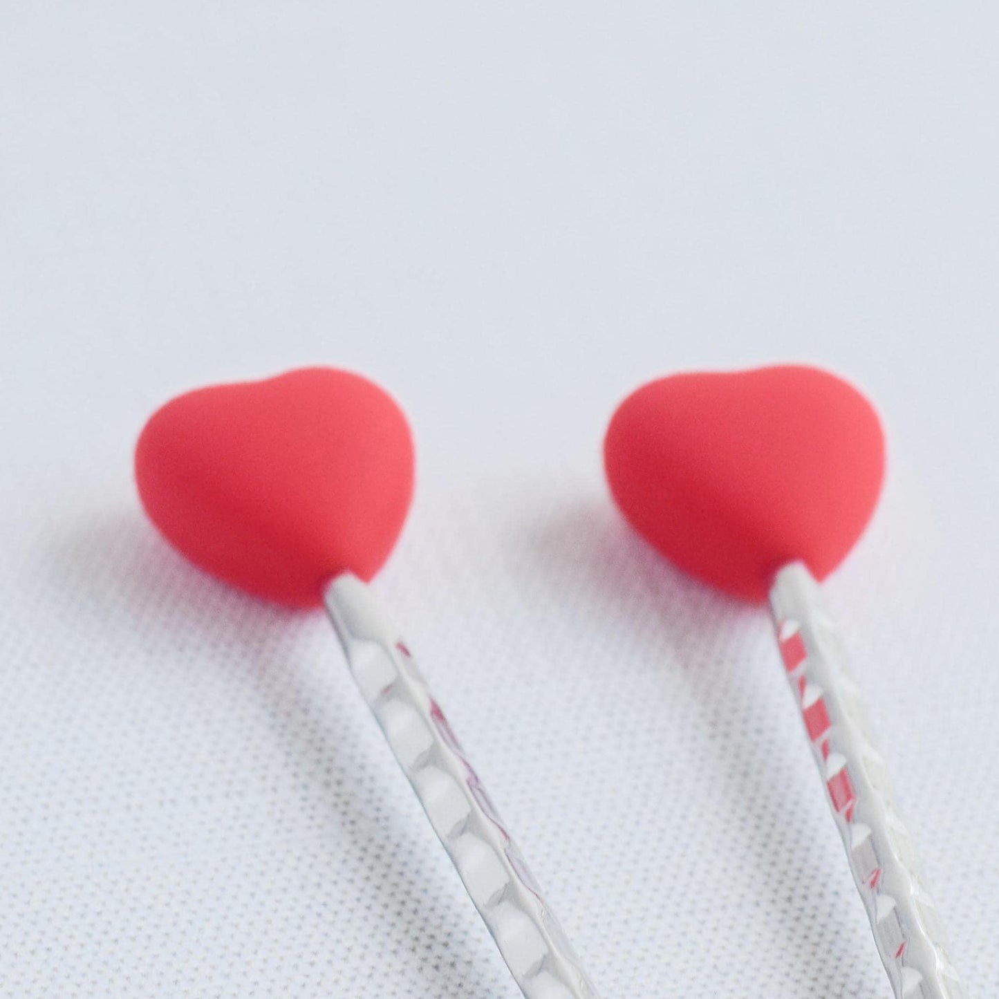 Heart Silicone Stitch Stoppers - Set of 2 - Knitting Needle Point Protectors, Stitch Holders, Needle Stoppers