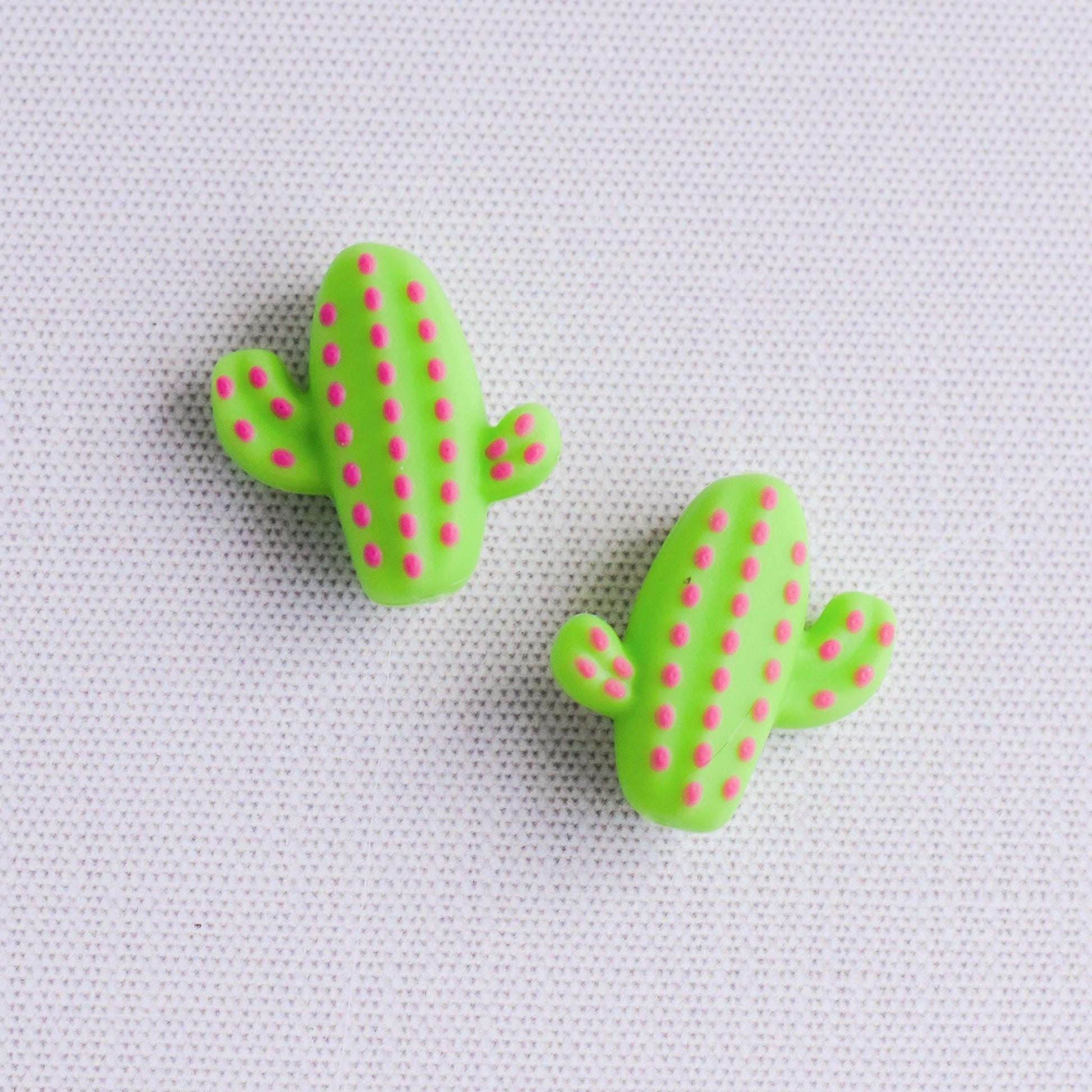 Cactus Dots Silicone Stitch Stoppers - Set of 2 - Knitting Needle Point Protectors, Stitch Holders, Needle Stoppers