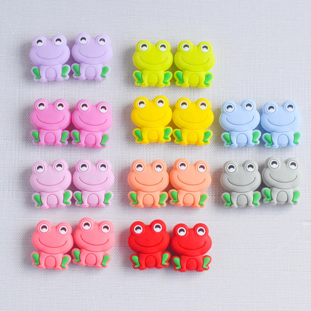 Frog Silicone Stitch Stoppers - Set of 2 - Knitting Needle Point Protectors, Stitch Holders, Needle Stoppers