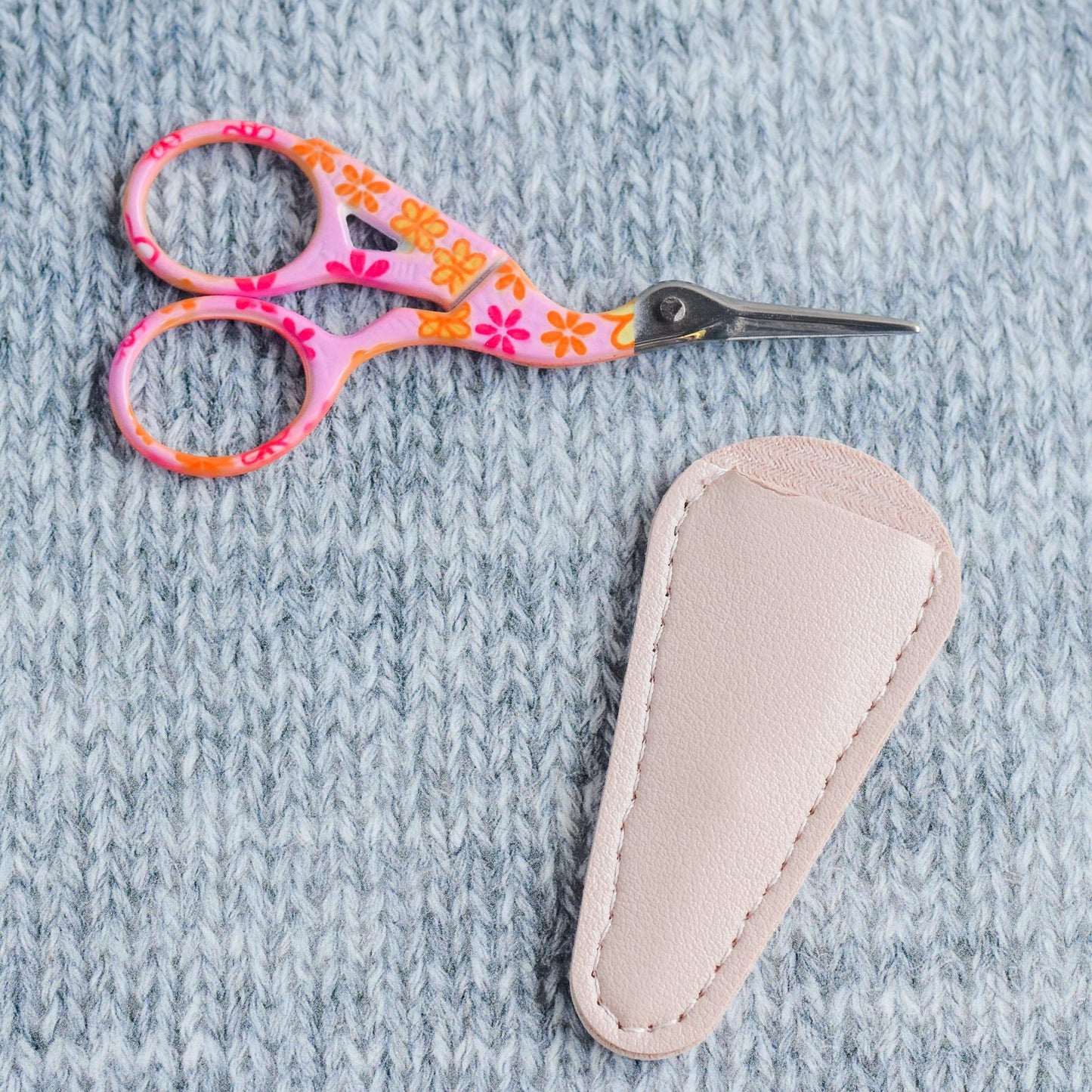 Pink Floral stork scissor, Knit Scissors, embroidery scissor, cross stitch accessory, embroidery accessory, Stainless Steel, Cover