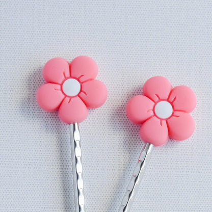 Flower Silicone Stitch Stoppers - Set of 2 - Knitting Needle Point Protectors, Stitch Holders, Needle Stoppers