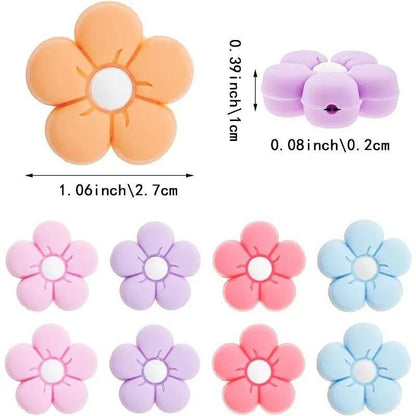 Flower Silicone Stitch Stoppers - Set of 2 - Knitting Needle Point Protectors, Stitch Holders, Needle Stoppers