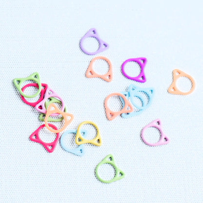 Set of 10 Cat Stitch Markers - Mixed Rainbow - Cat Lover Stitch Markers, Snag Free Stitch Markers, Small Stitch Markers