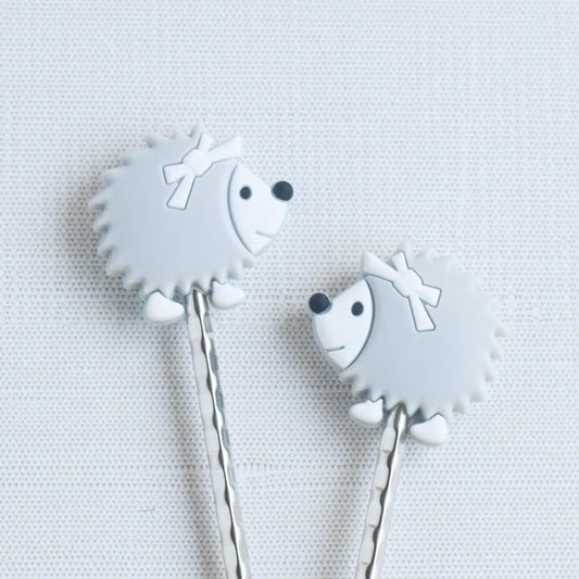 Hedgehog Silicone Stitch Stoppers - Set of 2 - Knitting Needle Point Protectors, Stitch Holders, Needle Stoppers