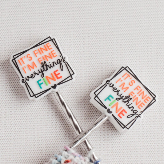 Everything's Fine Silicone Stitch Stoppers - Set of 2 - Knitting Needle Point Protectors, Stitch Holders, Needle Stoppers