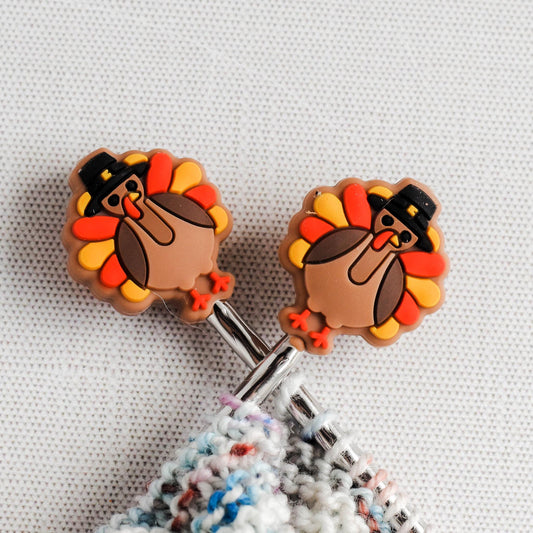 Pilgrim Turkey Silicone Stitch Stoppers - Set of 2 - Knitting Needle Point Protectors, Stitch Holders, Needle Stoppers