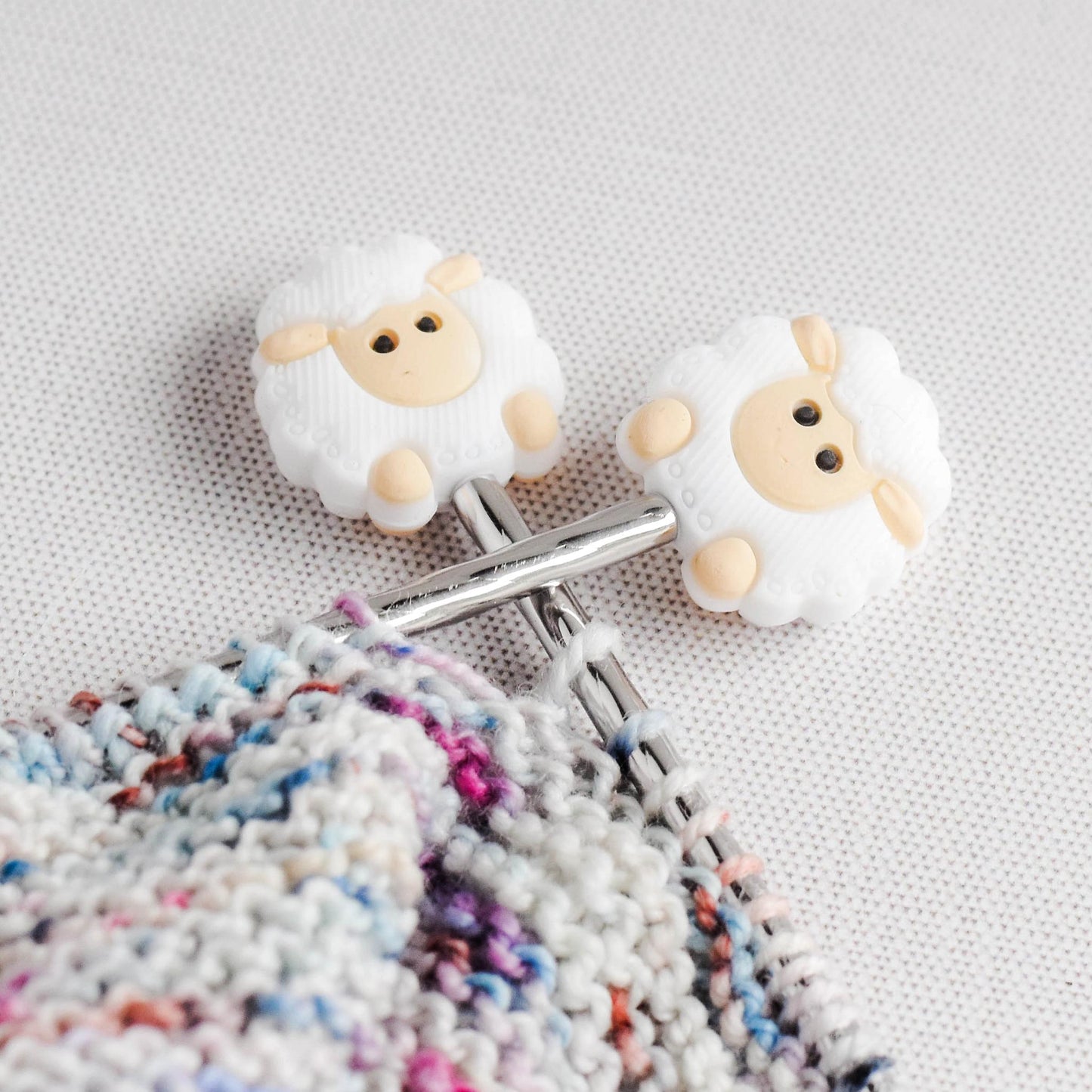 Sheep Silicone Stitch Stoppers - Set of 2 - Knitting Needle Point Protectors, Stitch Holders, Needle Stoppers