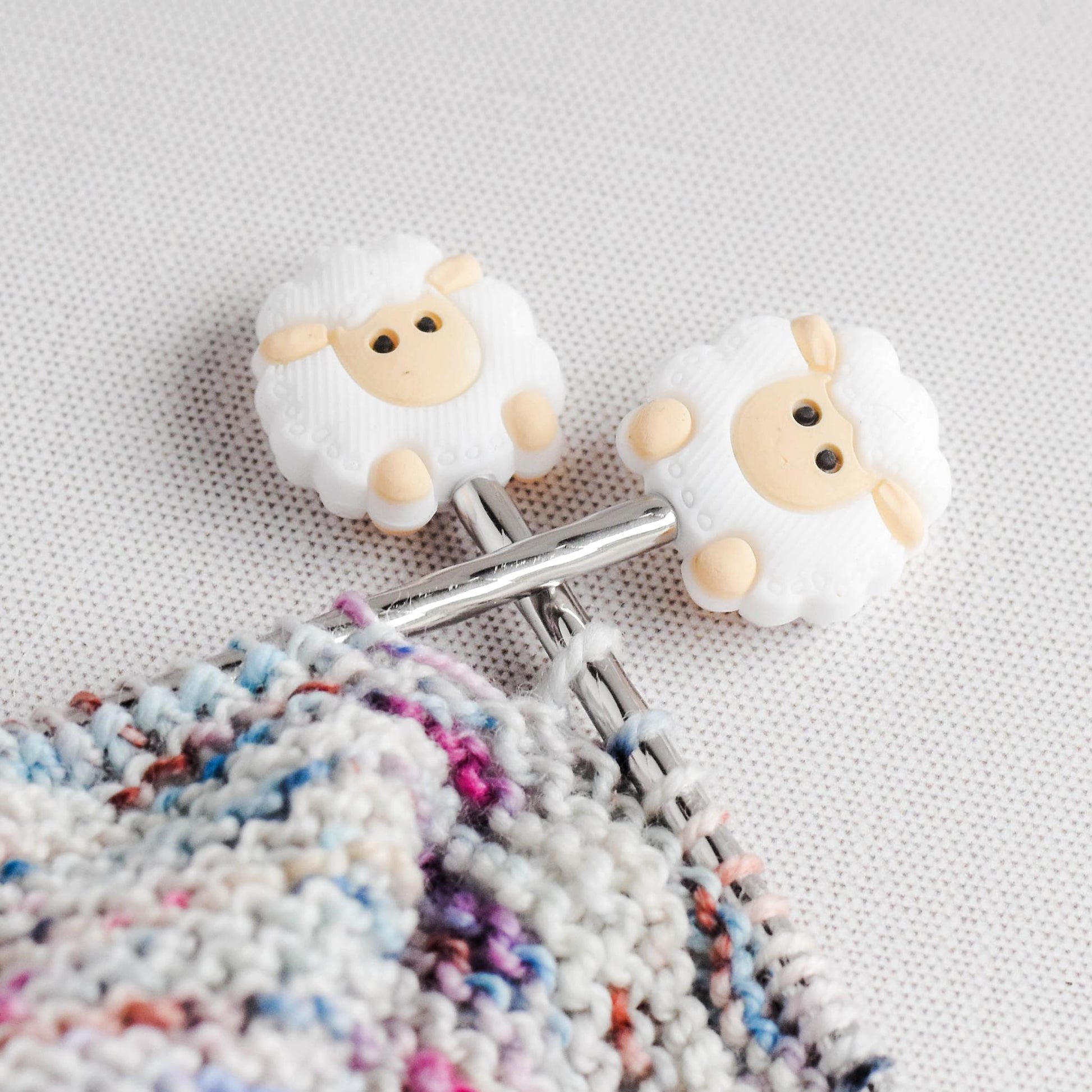 Sheep Silicone Stitch Stoppers - Set of 2 - Knitting Needle Point Protectors, Stitch Holders, Needle Stoppers